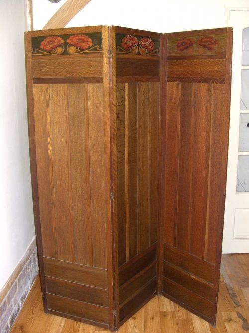 Oak Arts and Crafts Folding Screen